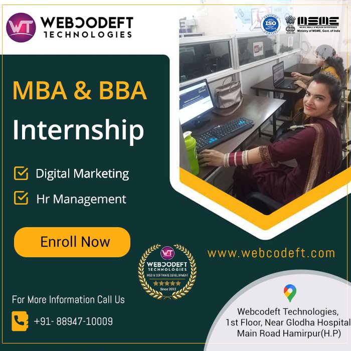 HR MBA internship in webcodeft technologies 2024